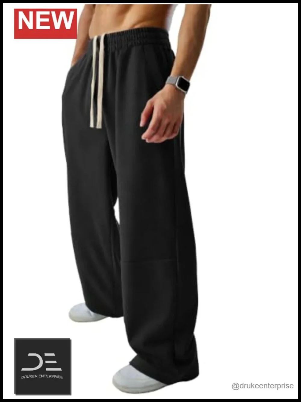 Men's Baggy Sweatpants Straight Leg Drawstring Soft Fabric Lounge Pants Deep